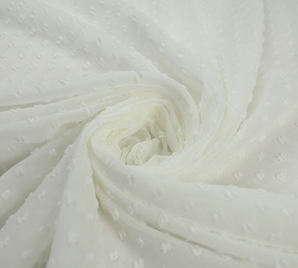 Over 20 COLOURS - Swiss Knot Dot Dobby Sheer Georgette Chiffon Dress Fabric 59"