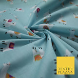 Llama Alpaca Drama Floating Wildlife Printed Poly Cotton Fabric Polycotton Craft
