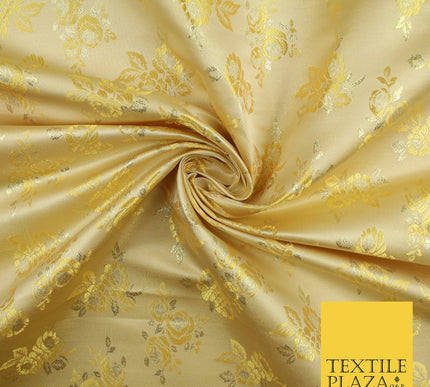 Double Flower Bouquet Design Chinese Brocade Satin Embroidered Dress Fabric 44"