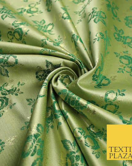 Double Flower Bouquet Design Chinese Brocade Satin Embroidered Dress Fabric 44"