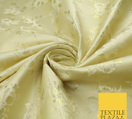 Double Flower Bouquet Design Chinese Brocade Satin Embroidered Dress Fabric 44"