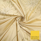8 COLOURS - Fryetts Luxury Oversized Dandelion Embroidered 100% PURE SILK Fabric
