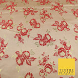 Double Flower Bouquet Design Chinese Brocade Satin Embroidered Dress Fabric 44"