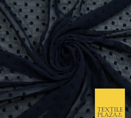 Over 20 COLOURS - Swiss Knot Dot Dobby Sheer Georgette Chiffon Dress Fabric 59"