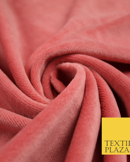 10 COLOURS - Soft Plain Velvet Velour Fabric Stretch Spandex Material - 65"