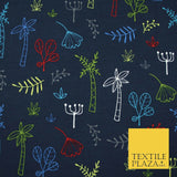 Colourful Palm Tree Forest Leaves Printed Soft Organic Cotton Jersey Fabric 59"