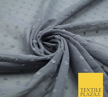 Over 20 COLOURS - Swiss Knot Dot Dobby Sheer Georgette Chiffon Dress Fabric 59"