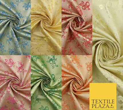 Double Flower Bouquet Design Chinese Brocade Satin Embroidered Dress Fabric 44"