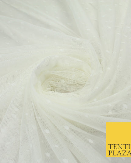 5 COL 4-Way Stretch 5mm Spot Polka Dot Dobby Mesh Net Tulle Dress Fabric60" Wide