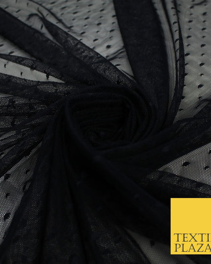 5 COL 4-Way Stretch 5mm Spot Polka Dot Dobby Mesh Net Tulle Dress Fabric60" Wide