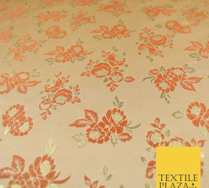 Double Flower Bouquet Design Chinese Brocade Satin Embroidered Dress Fabric 44"