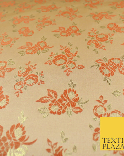 Double Flower Bouquet Design Chinese Brocade Satin Embroidered Dress Fabric 44"