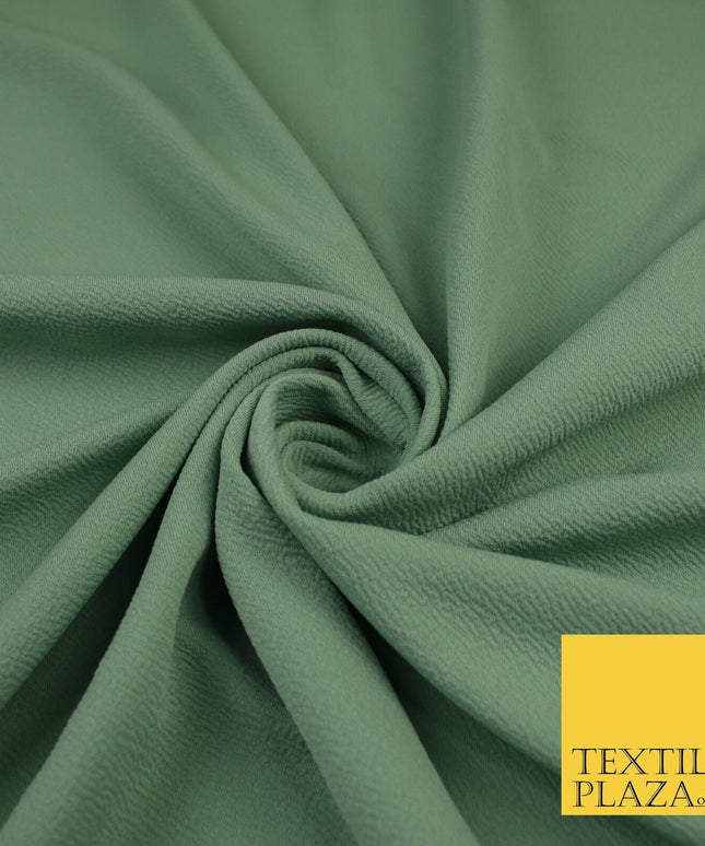 Sage Green / Rose Pink Premium Plain Bubble Crepe Dress Fabric 58"