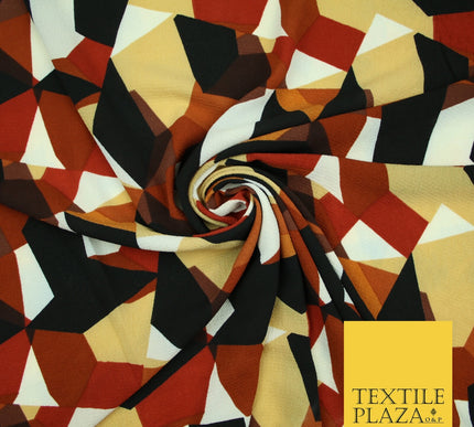 Premium Abstract Animal Mosaic Retro Printed Bubble Crepe Dress Fabric 58" 147cm