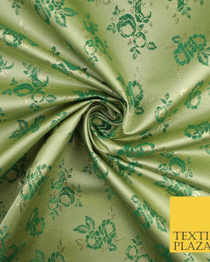 Double Flower Bouquet Design Chinese Brocade Satin Embroidered Dress Fabric 44"