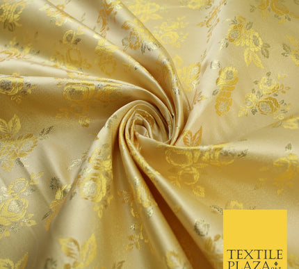 Double Flower Bouquet Design Chinese Brocade Satin Embroidered Dress Fabric 44"