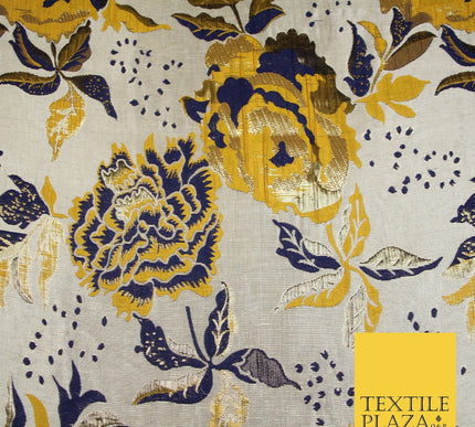 Scattered Floral Bloom Metallic Ornate Brocade Jacquard Dress Fabric 59" Wide