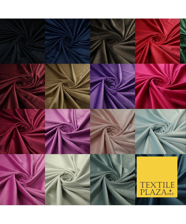 17 COLOURS - LUXURY Plush Plain Stretch Velvet Velour Fabric Material Craft 59"