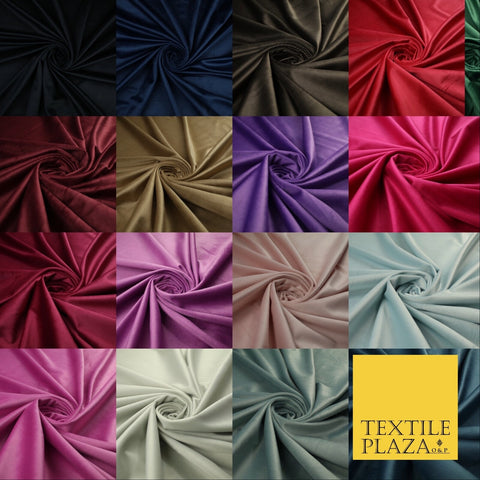 17 COLOURS - LUXURY Plush Plain Stretch Velvet Velour Fabric Material Craft 59"