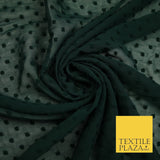 Over 20 COLOURS - Swiss Knot Dot Dobby Sheer Georgette Chiffon Dress Fabric 59"
