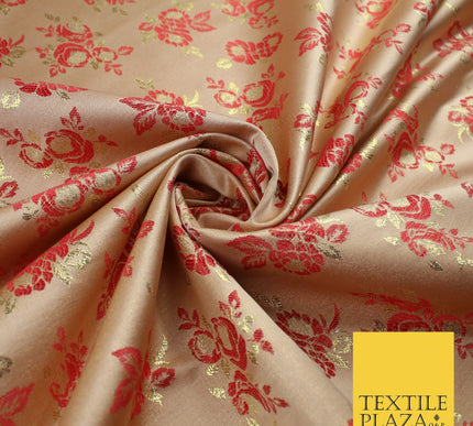 Double Flower Bouquet Design Chinese Brocade Satin Embroidered Dress Fabric 44"