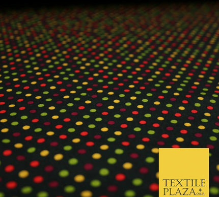 Black Multicolour Spots Polka Printed 100% Cotton Poplin Dress Fabric 59" 5535