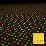 Black Multicolour Spots Polka Printed 100% Cotton Poplin Dress Fabric 59" 5535