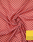 Coral Peach Pink and Black Spotted Dotted 2713 / 1 Metre