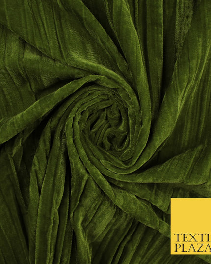 8 COLOURS - Pleated Soft Micro Velvet Fabric Dress Craft Material 45" Wide