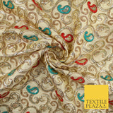 Paisley Swirl Design Embroidered Faux Taffeta Silk Dress Fabric Upholstery 42"