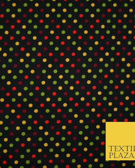 Black Multicolour Spots Polka Printed 100% Cotton Poplin Dress Fabric 59" 5535