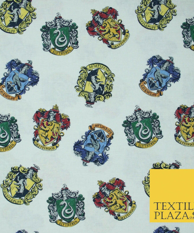 HARRY POTTER Hogwarts House Badges Emblems Print 100% Cotton Fabric 59" 5510