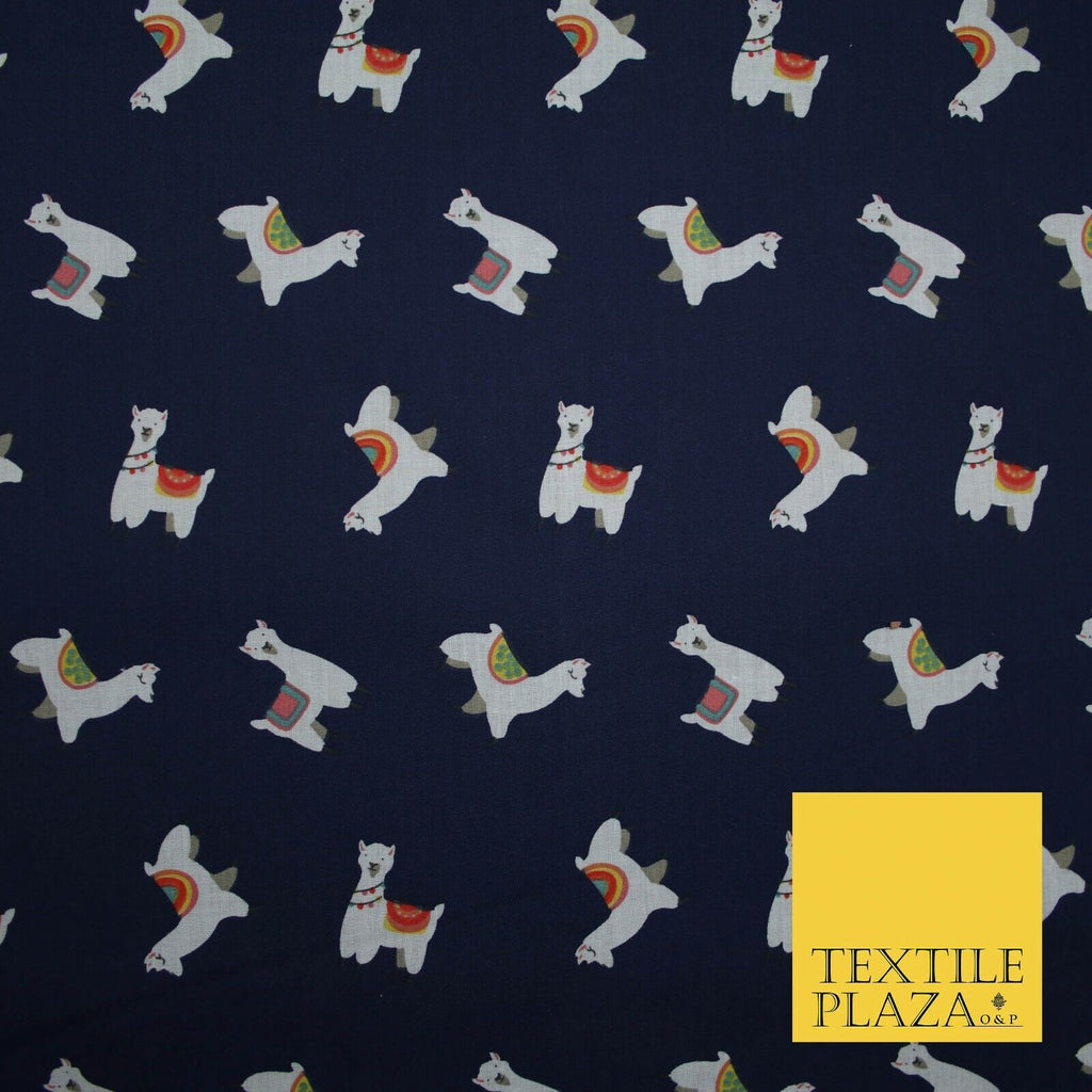 Llama Alpaca Drama Floating Wildlife Printed Poly Cotton Fabric Polycotton Craft