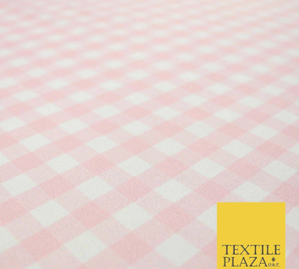 Premium Baby Pink White Gingham Check Printed Scuba Jersey Fabric Craft 57" 4423