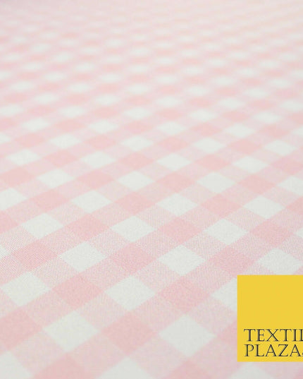 Premium Baby Pink White Gingham Check Printed Scuba Jersey Fabric Craft 57" 4423