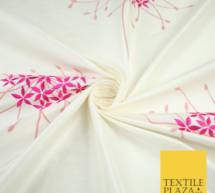 8 COLOURS - Fryetts Luxury Oversized Dandelion Embroidered 100% PURE SILK Fabric