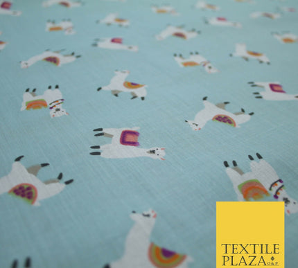 Llama Alpaca Drama Floating Wildlife Printed Poly Cotton Fabric Polycotton Craft