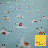 Llama Alpaca Drama Floating Wildlife Printed Poly Cotton Fabric Polycotton Craft