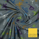Colourful Palm Tree Forest Leaves Printed Soft Organic Cotton Jersey Fabric 59"