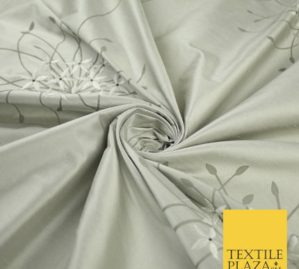 8 COLOURS - Fryetts Luxury Oversized Dandelion Embroidered 100% PURE SILK Fabric