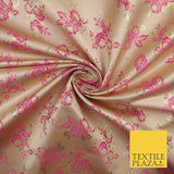 Double Flower Bouquet Design Chinese Brocade Satin Embroidered Dress Fabric 44"