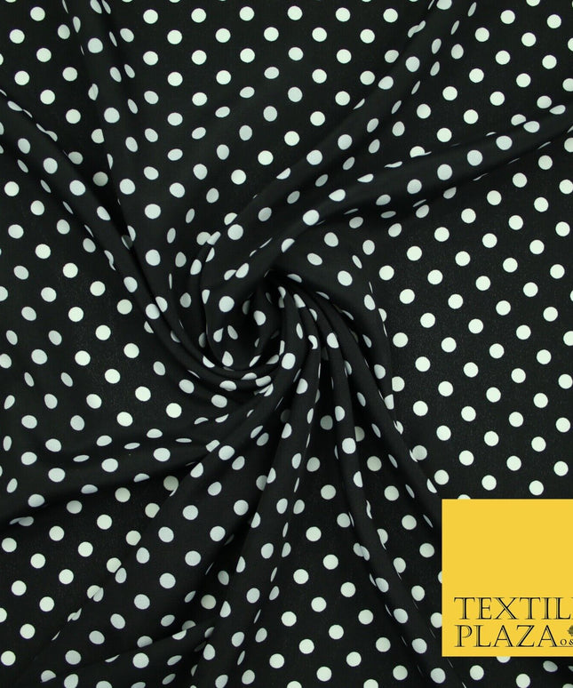 5mm Small Polka Dot Spot Printed Crepe Spotted Dotted Polyester Dress Fabric 58"