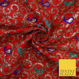 Paisley Swirl Design Embroidered Faux Taffeta Silk Dress Fabric Upholstery 42"