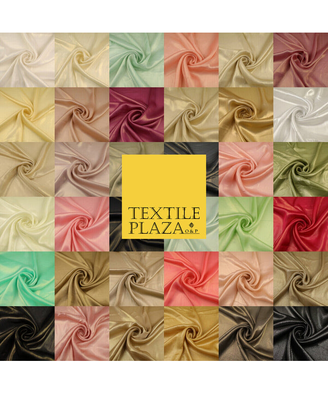 36 COLOURS - Fine Silky Metallic Foil Shimmer Satin Georgette Dress Fabric Drape