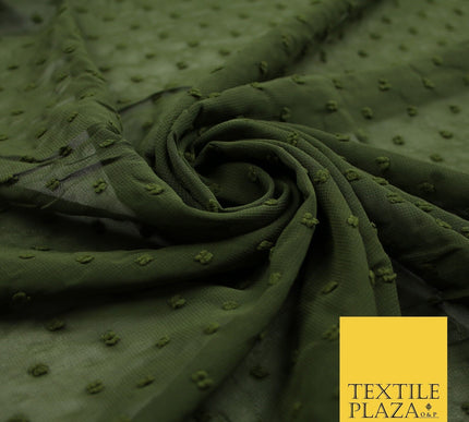 Over 20 COLOURS - Swiss Knot Dot Dobby Sheer Georgette Chiffon Dress Fabric 59"