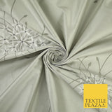 8 COLOURS - Fryetts Luxury Oversized Dandelion Embroidered 100% PURE SILK Fabric