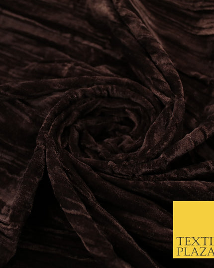 8 COLOURS - Pleated Soft Micro Velvet Fabric Dress Craft Material 45" Wide