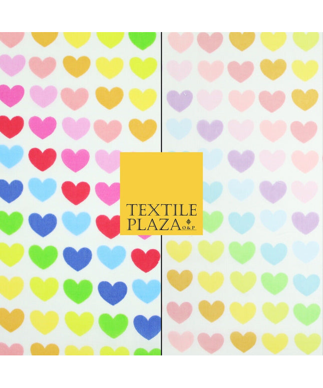 Rainbow Hearts Love Valentine Pride Printed Poly Cotton Fabric Polycotton 45"