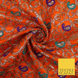 Paisley Swirl Design Embroidered Faux Taffeta Silk Dress Fabric Upholstery 42"