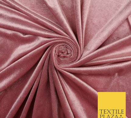 10 COLOURS - Soft Plain Velvet Velour Fabric Stretch Spandex Material - 65"
